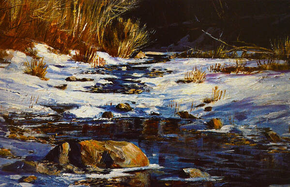 Winter Pond Art Print featuring the painting Winter Pond by Sandi OReilly