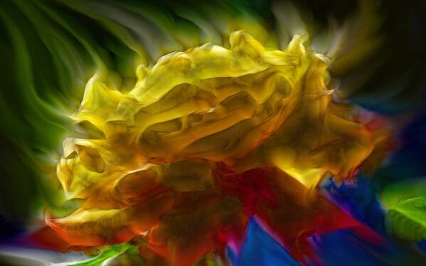 Flowers Art Print featuring the digital art Yellow Rose Series - Colorful Fractal by Lilia S