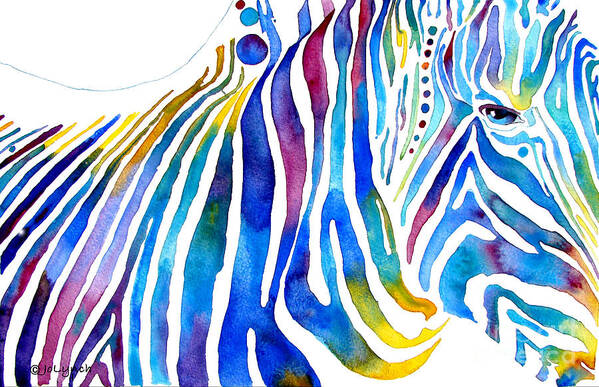 Zebra Art Print featuring the painting Zebra Stripes by Jo Lynch