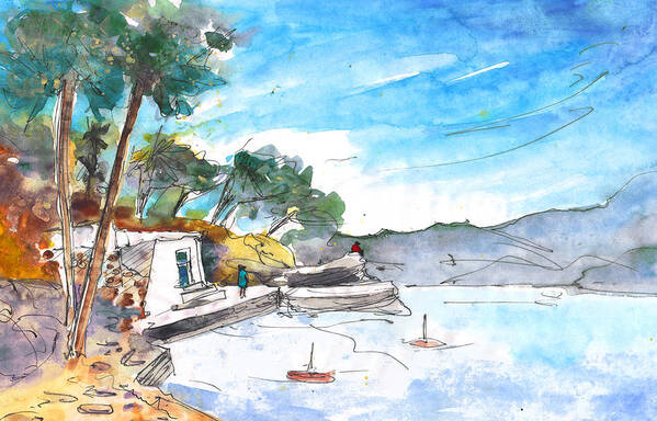 Travel Sketch Art Print featuring the painting Agia Pelagia 01 by Miki De Goodaboom
