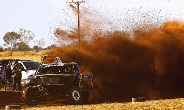 Finke Desert Race Art Print featuring the photograph Attard Racing To The Finish by Paul Svensen