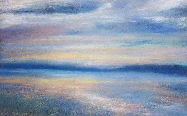 Landscape Art Print featuring the pastel Blue Evening by Jackie Bush-Turner