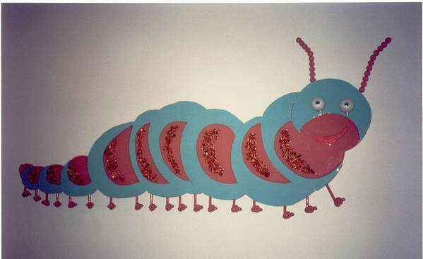 Wooden Wall Hangings Art Print featuring the mixed media Caterpillar by Val Oconnor