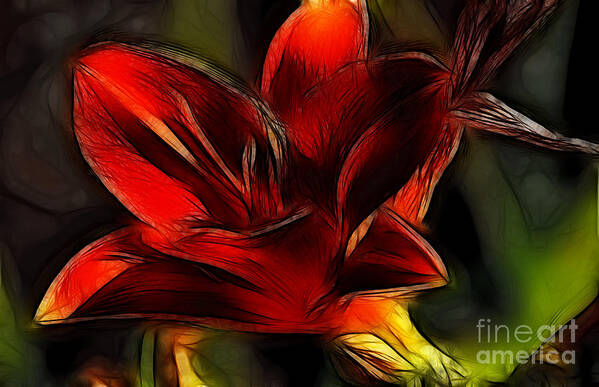Fine Art Photography Art Print featuring the photograph Day Lily Fractal by Donna Greene