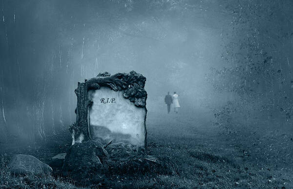 Autumn Art Print featuring the photograph Grave in a forest by Jaroslaw Grudzinski