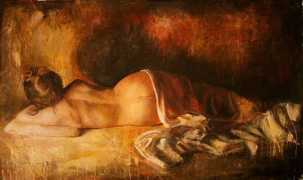 Nude Art Print featuring the painting Grazioso by Escha Van den bogerd