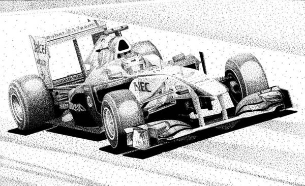 Formula One Racing Art Print featuring the mixed media Kamui's Kart by Lyle Brown