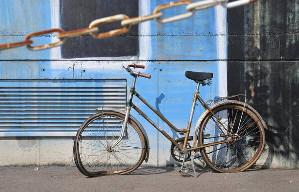 Bicycle Art Print featuring the photograph Old and broken bicycle left alone by Matthias Hauser