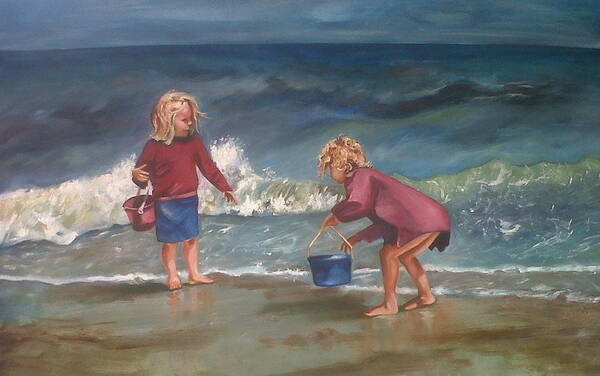 Seashore Art Print featuring the painting Playtime At The Beach by Elani Van der Merwe