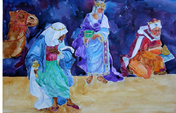 Three Wisemen Art Print featuring the painting The Wisemen by Suzy Pal Powell