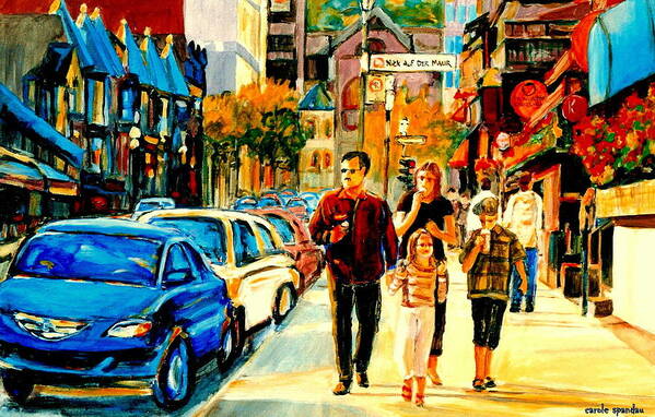 Montreal Art Print featuring the painting Thursdays Pub On Crescent Street Montreal City Scene by Carole Spandau