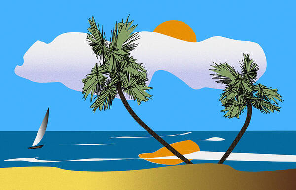 Beaches Art Print featuring the digital art Tropical Outlook by Richard Rizzo