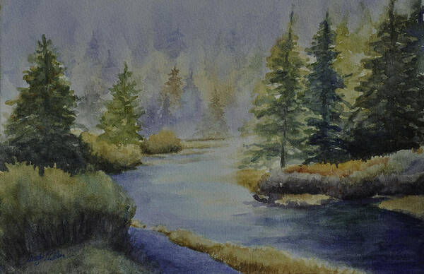 Landscape Art Print featuring the painting Where the River Leads by Sandy Fisher