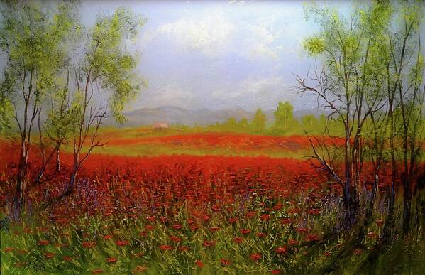 Poppies Art Print featuring the painting Poppie Morning 2 by Michael Mrozik