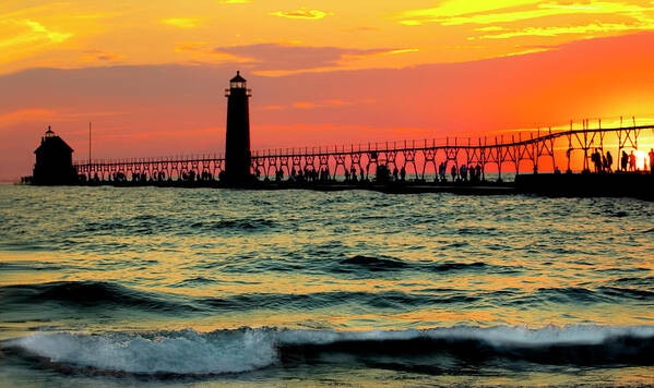 Grand Heaven Art Print featuring the photograph Grand Heaven MI Pier by Pat Cook