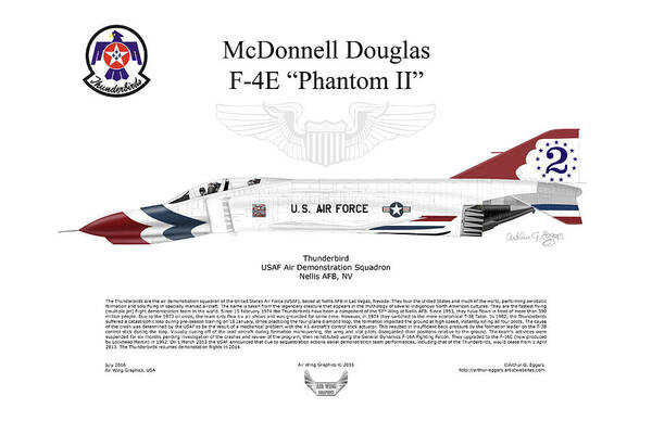 Mcdonnell Douglas Art Print featuring the digital art McDonnell Douglas F-4E Phantom II Thunderbird #3 by Arthur Eggers