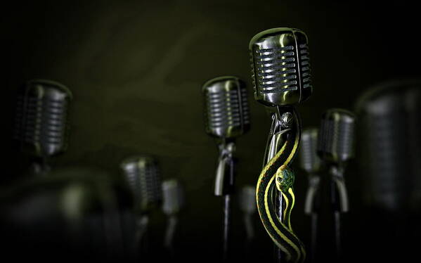 Microphone Art Print featuring the digital art Microphone #1 by Super Lovely