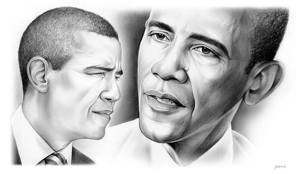 President Art Print featuring the drawing President Barack Obama #1 by Greg Joens