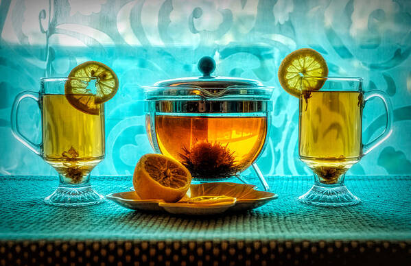 Tea Art Print featuring the photograph Tea and lemon #1 by Lilia S