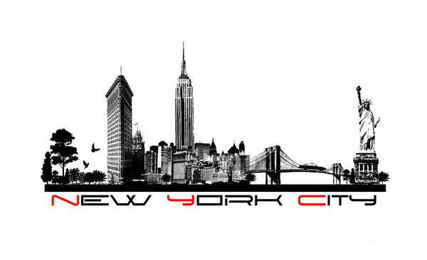 New York Art Print featuring the digital art New York city skyline #11 by Justyna Jaszke JBJart