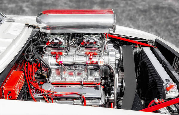 Frank J Benz Art Print featuring the photograph 1967 Chevrolet Camaro RS Supercharged Engine by Frank J Benz