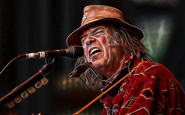 Neil Young Art Print featuring the mixed media Neil Young Collection #19 by Marvin Blaine