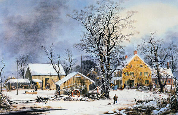  Art Print featuring the painting Currier & Ives Winter Scene #3 by Granger