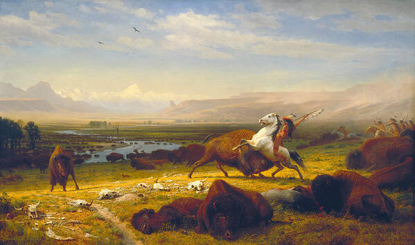 The Last Of The Buffalo Art Print featuring the painting The Last of the Buffalo by Albert Bierstadt