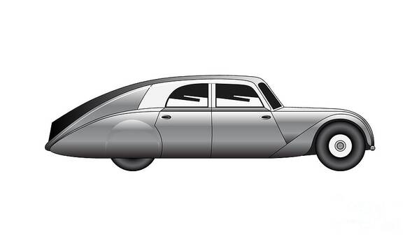 Car Art Print featuring the digital art Sedan - vintage model of car #4 by Michal Boubin