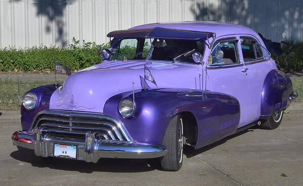Oldsmobile Art Print featuring the photograph 48 Olds - Lavender Luxury Limo Limited by Lin Grosvenor