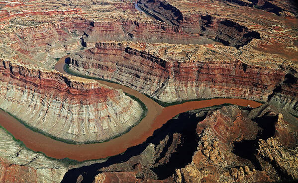 Confluence Art Print featuring the photograph Aerial View of the Confluence of the Green and Colorado Rivers by Jean Clark