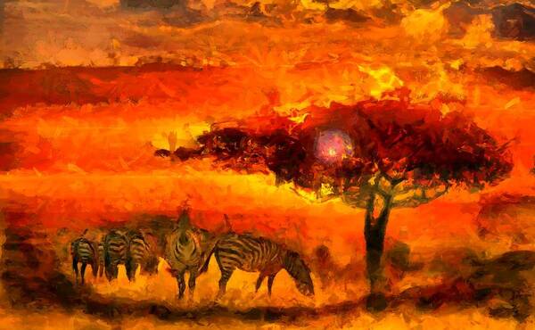 African Landscape Art Print featuring the digital art African Landscape by Caito Junqueira