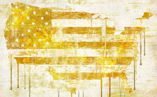 Usa Art Print featuring the painting American Flag Map by Mindy Sommers