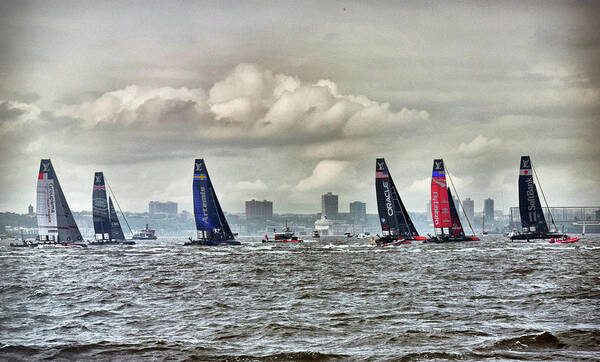 Artemis Art Print featuring the photograph America's Cup Contestants in New York Harbor, May 2016 by Sandy Taylor