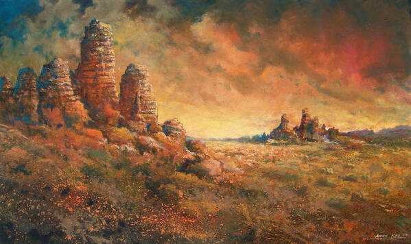 Landscape Art Print featuring the painting Arizona Sunset by Andrew King