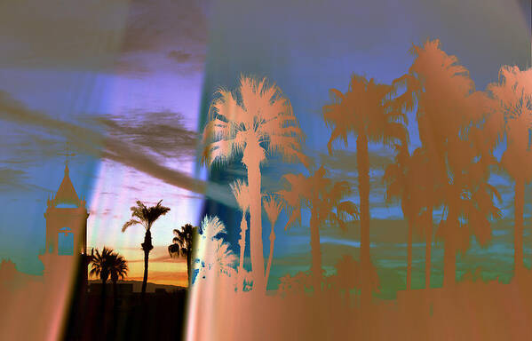 Fog. Palm Trees Art Print featuring the photograph As The Fog Lifts by Irma BACKELANT GALLERIES
