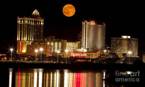 Full Moon Art Print featuring the photograph Atlantic City New Jersey Super Moon by Anthony Totah