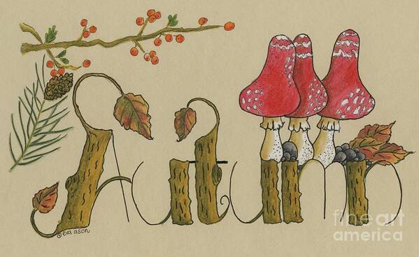 Autumn Art Print featuring the drawing Autumn is coming by Eva Ason