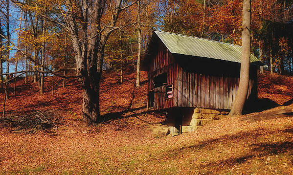 Autumn Art Print featuring the photograph Autumn Springhouse by Mountain Dreams