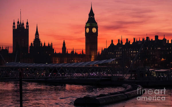 London Art Print featuring the photograph Big Ben Sunset, London UK by Philip Preston