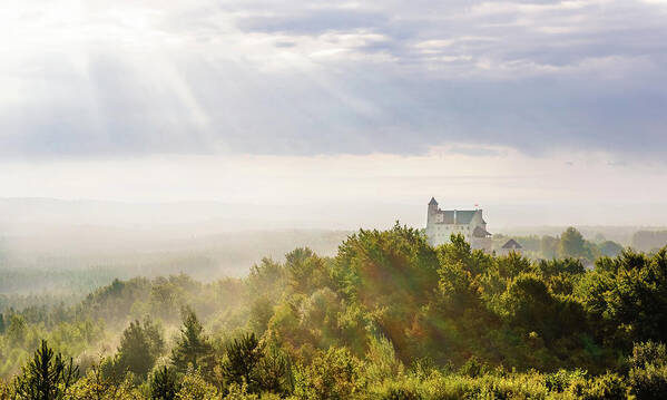 Beautiful Art Print featuring the photograph Bobolice Castle in the morning haze by Dmytro Korol