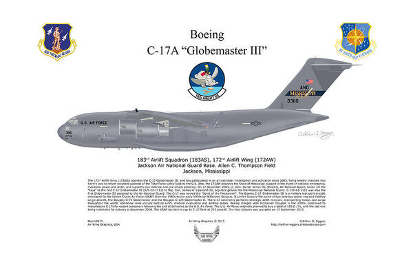 Boeing Art Print featuring the digital art Boeing C-17 Globemaster III by Arthur Eggers