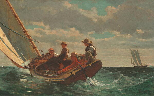 Winslow Homer Art Print featuring the painting Breezing Up A Fair Wind - 1876 by Eric Glaser