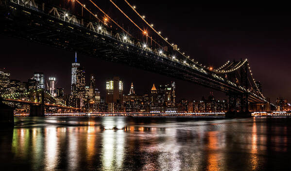 Brooklyn And Manhattan Bridge Art Print featuring the photograph Brooklyn and Manhattan Bridge by Jaime Mercado