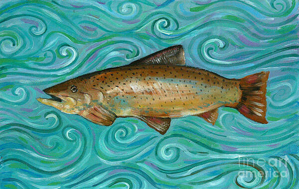 Fishing Art Print featuring the painting Catch of the Day by Linda Olsen