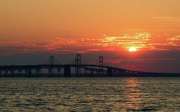 Sunset Art Print featuring the photograph Chesapeake Bay Bridge Sunset 3 by Richard Macquade
