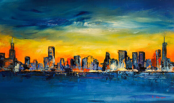 Chicago Art Print featuring the painting Chicago Skyline by Elise Palmigiani