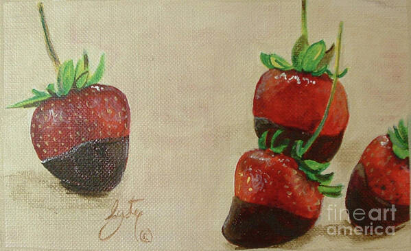 Chocolate Strawberries Art Print featuring the painting Chocolate Strawberries by Daniela Easter