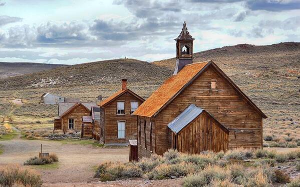 Scenic Art Print featuring the photograph Church at Bodie Ghost Town by AJ Schibig