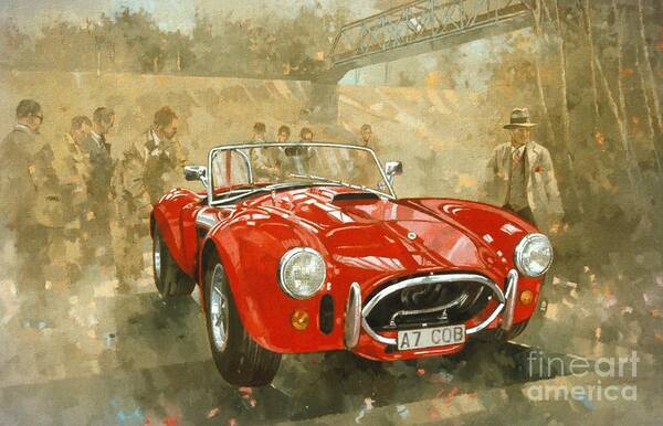 Sports Car Art Print featuring the painting Cobra at Brooklands by Peter Miller